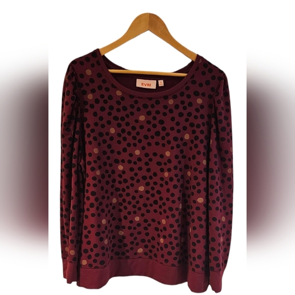 EVRI - Polka Dot Sweater Ruffled Sleeves Large Round Neck​​ - Picture 1 of 8